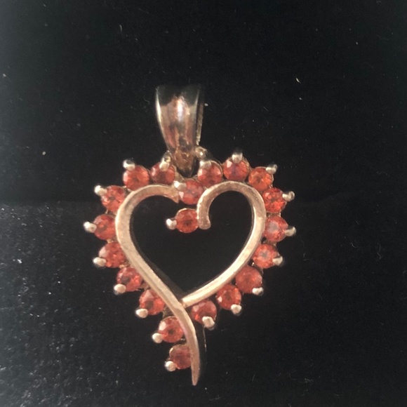 ***SOLD***Silver Garnet Heart Pendant - Picture 1 of 2
